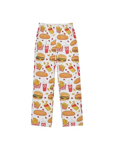 ZZKKO French Fries and Hamburger Boys Pants for Kids Jogger Pants with Pockets S