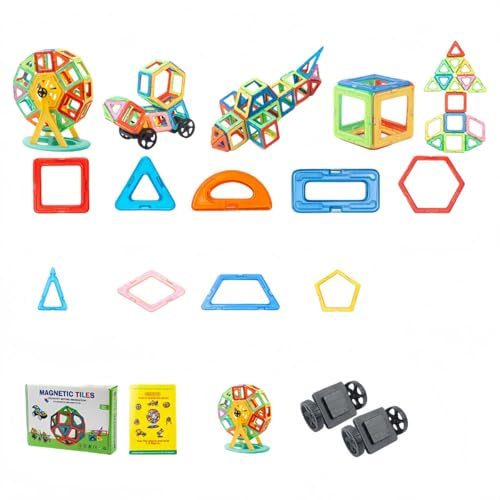 JORERAORMES【強力磁石積み木】マグネットタイル 知育玩具 子供 創造力 空間認識 安全素材 磁性玩具 男女兼用 誕生日プレゼント 収納ケース付き (152pcs)