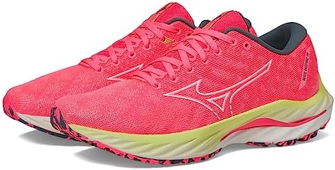 Mizuno Women's Wave Inspire 19 Running Shoe, High/Vis Pink/Snow White, 9 | Image 3