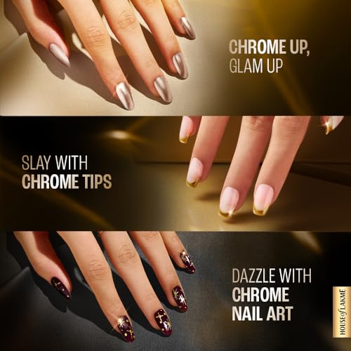 Image of LAKME Ultimate Glam Chrome Nail Paint, Silver, 6ml, for Stylish and Sassy Nails, with Metallic Brilliance, Quick Dry Formula, Glitter Nail Paint, for Women