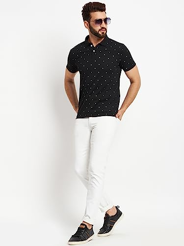 Image of Men's Cotton Half Sleeves Printed Polo T-shirt-POLO105