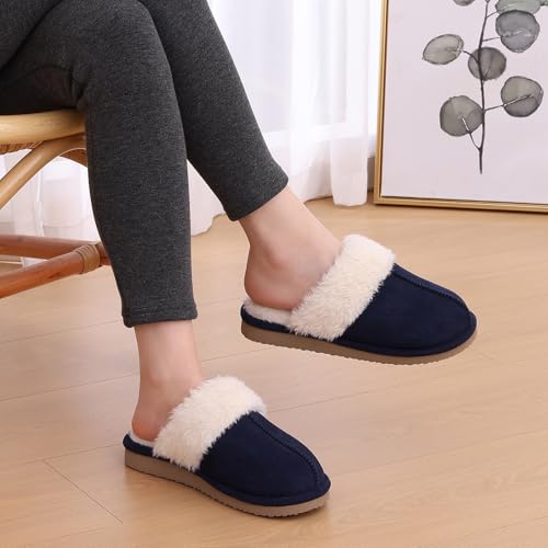 Image of Litfun Women's Fuzzy Memory Foam Slippers Fluffy Winter House Shoes Indoor and Outdoor