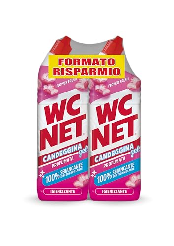 Wc Net - Candeggina Gel Profumata, Detergente per Sanitari e Superfici, Azione Sbiancante e Igienizzante, Fragranza Flower Fresh, 700 ml x 2 Pezzi