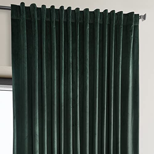 Image of HPD Half Price Drapes Signature Plush Extra Wide Velvet Blackout Curtains for Bedroom (1 Panel),100W X 108L Hotel Black Out Curtains for Living Room, Thermal Insulated Blackout Curtains, Spirit Green