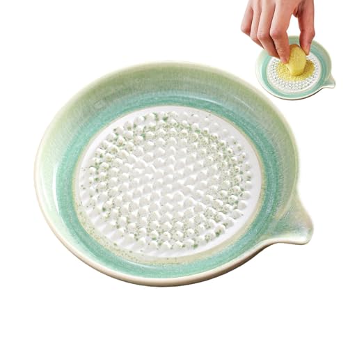 Garlic Grater Plate | Ceramic Handmade Gradient Glaze Kitchen Tool,Garlic Grater Decorative Mincer | for Home Kitchen Chocolate 