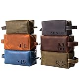 OXA Personalized Leather Toiletry Bag for Men – Engraved Shaving Dopp Kit – Handmade Gift for Dad, Husband, Grandpa, Boyfriend – Travel Organizer for Birthday, Anniversary, Father’s Day