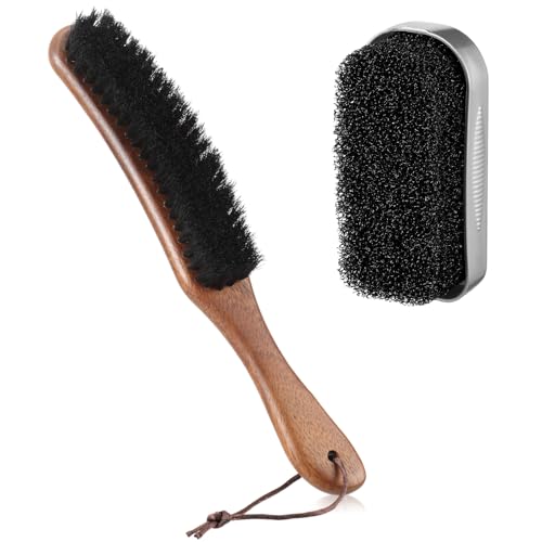 Image of Patelai 2 Pcs Horsehair Felt Hat Brush Kit Hat Cleaning,Wooden Color,Wood | Cowboy Hat Brush with Cleaning Sponge Lint Brush Remover Dust for Shoes Furniture Suits Clothes