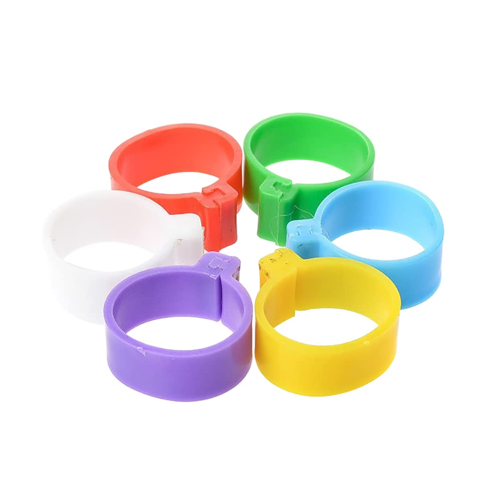 HugeDE 100 Pcs 20mm Plastic Chicken Leg Rings Poultry Chicken Leg Bands Colorful Chicken Ankle Clips for Ducks Goose Pigeons