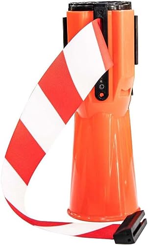Cinta RetráCtil para Conos De TráFico, Cinta De Barrera para Conos, Cinta De Advertencia De Emergencia Montable En Conos, Cinta RetráCtil De Alta Visibilidad para Conos De TráFico(Red,5m)