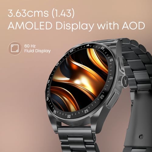 Image of Fastrack Radiant FX1 1.43 inch AMOLED Metal Smart Watch with Functional Crown, BT Calling, AOD, 100+ Sports Modes, Health Tracking, IP68 Water Resistance - Smartwatch for Men & Women (Silver)