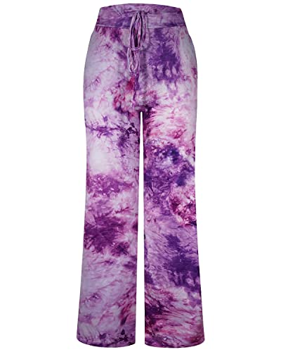 Image of NEWCOSPLAY Women's Comfy Pajama Pants Casual Drawstring Palazzo Lounge Wide Leg Pants