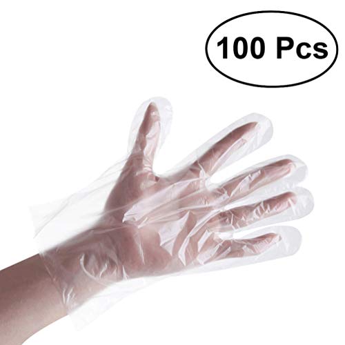 Preisvergleich Produktbild OUNONA 100pcs Einweg-Plastik PE Handschuhe f¨¹r Hauptk¨¹Che-Gaststtte