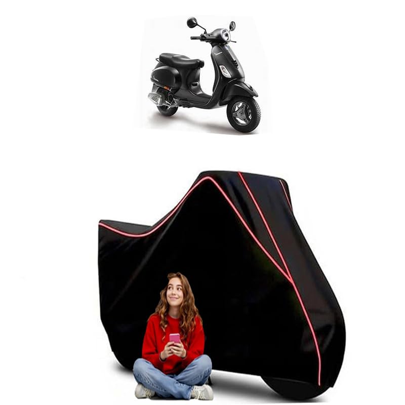 Image of Notte 125 Scooty Bike Cover Water Resistant Outdoor Use Universal Fit Scooters Motorcycles Heavy Duty UV Protection Dust Rain Scratch Resistant Elastic Bottom Black Blue Piping