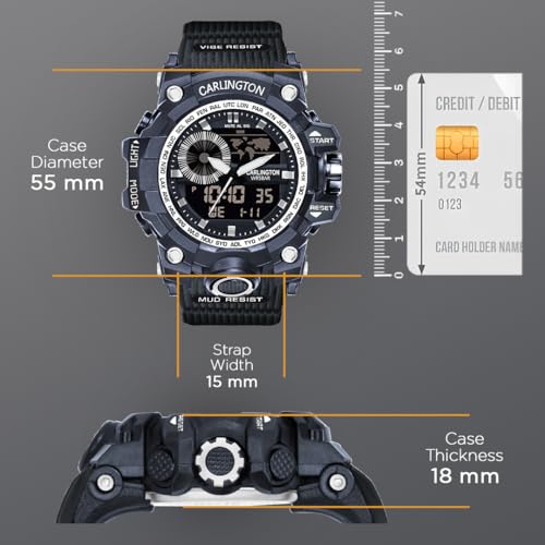 Image of Carlington Analog-Digital Sports Watch: Chronograph, Dual Time, Alarm, Stopwatch, Water-Resistant, Shock-Resistant, Back Light Display- The Perfect Watch for Men and Boys - CT3388