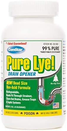ComStar Pure Lye | 99% Pure Sodium Hydroxide Beads | Eco-Friendly, Industrial Strength, Biodegradable Drain Opener | Safe on Fixtures | Static-Free, Unique Beads for Soap Making | 1 lb. (30-500)