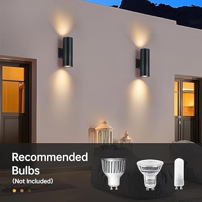 DUJAHMLAND Outdoor Wall Sconces Exterior Up and Down Wall Lights Modern Matte Black Aluminum