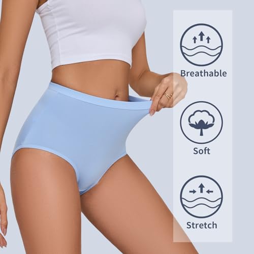 Image of Womens Underwear Pack,C Section High Waisted Tummy Control Moisture-Wicking Brief Underwear,plus size Panties 6Packs