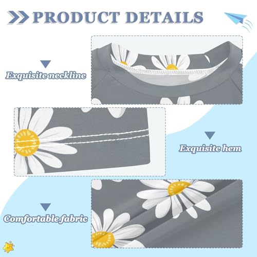 ALAZA Kids Rash Guard Girls Toddler Swim Shirts Short Sleeve Daisy Gray UPF 50+ 3T3