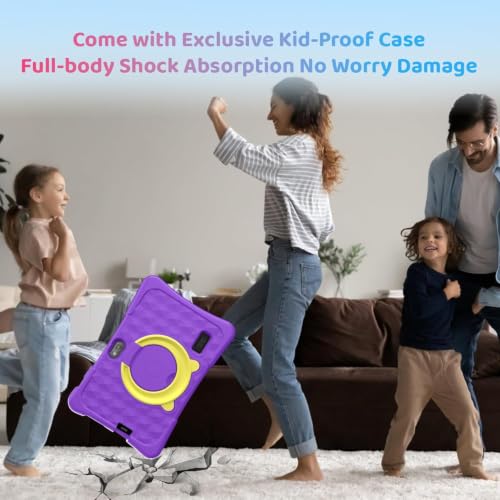 Image of Kids Tablet, 7 Inch Android 15 Tablet for Kids, 8GB+32GB 1TB Expanding, Quad Core Toddler Tablets with Shockproof Case, BT5.0, WiFi 5, Parental Controls, Games, Dual Camera (Purple)