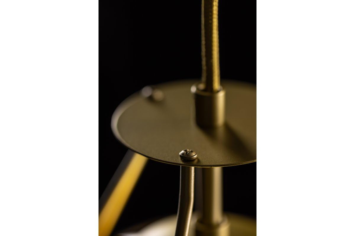 GTV DROP lámpara colgante 3 luces Ø40 cm – colgante de techo de metal y vidrio en oro, 3xE14 máx.25W, altura ajustable hasta 150 cm, IP20, moderna lámpara de comedor y salón – iluminación interior