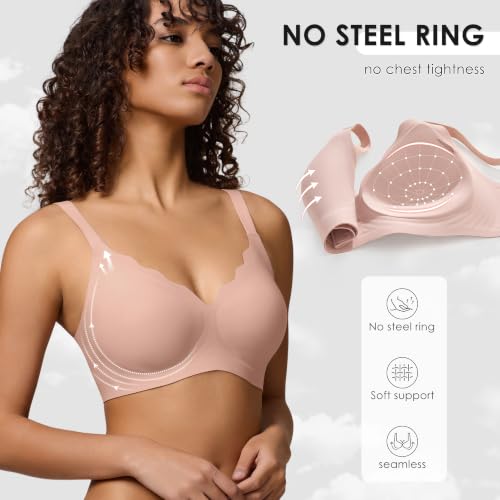 Image of Seamless Wireless Bra for Women with Support - No Underwire Full Coverage Push Up Comfort Bras - Back Fat Smoothing Bralettes