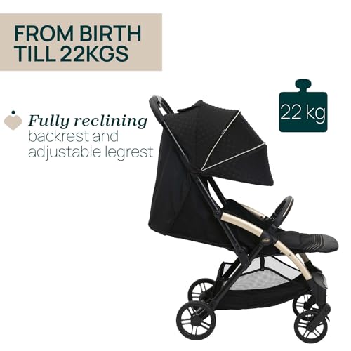 Chicco Goody XPlus Black Re_Lux Premium Stroller, Pram for 0-4 Years, Easy One-Hand Folding, Big Wheels with Shock Absorbers, 4 Position Adjustable Backrest, Premium Fabric and Colors - Image 2 thumbnail