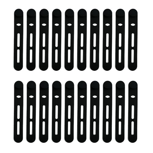 Lot de 20 serre-câbles en silicone Attaches de câble réutilisables noires pour connecter des écouteurs, des chargeurs de téléphone et des câbles d'ordinateur