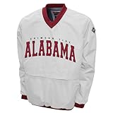 2Bhip NCAA Alabama Crimson Tide Adult White Lightweight V-Neck Windbreaker Wind Shirt Pullover Jackets For Men
