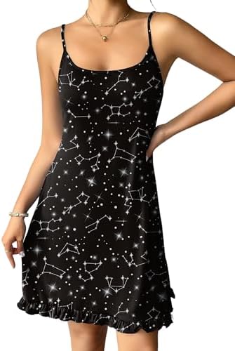 Ekouaer Sleeveless Nightgowns for Women Spaghetti Strap Sleepwear Sexy Sleep Dress Chemise Pajama Dress S-XXL