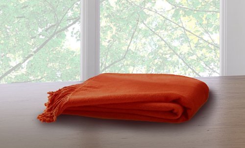Marcini Bamboo Fiber Cotton Throw Blanket - Orange by Marcini