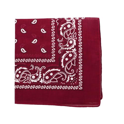 Motique Accessories 22 Inch Cotton Paisley Bandana - Dark Red