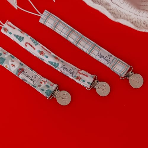Image of Copper Pearl 3-Pack Pacifier Holders: Premium Knit Binky Clips for Baby Girls and Boys - Stylish Stainless Steel Design for Secure No-Drop Attachment - Nicholas