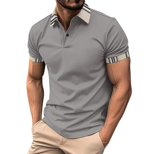 Camisas Polo para Hombre Casaul Clásica Poloshirt Transpirable Elástico Regular Fit Cuello Abotonado Camisa Casual Color sólido Camisetas Deporte Básico Negocios, Golf