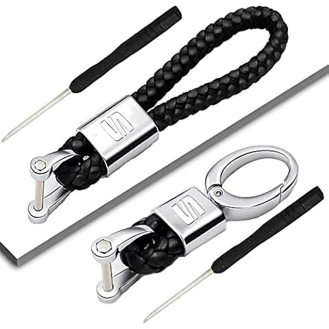 BIGROUP (2pcs) Genuine Leather Car Keychain Accessories, Zinc Alloy Keychain Gift for Men Women, Key-se-at, One size Cover