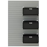 Flow Wall 4 Piece Slatwall Panel and 3 Soft Bins Storage Set, For Garage Organization Systems, Laundry Room, Kitchen, Toolsheds, Silver Slatwall