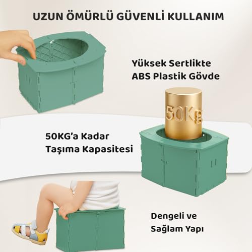 Guqqo Katlanabilir Lazımlık, Portatif Seyahat Tipi Taşınabilir Çocuk Tuvaleti, 327 g, Yeşil