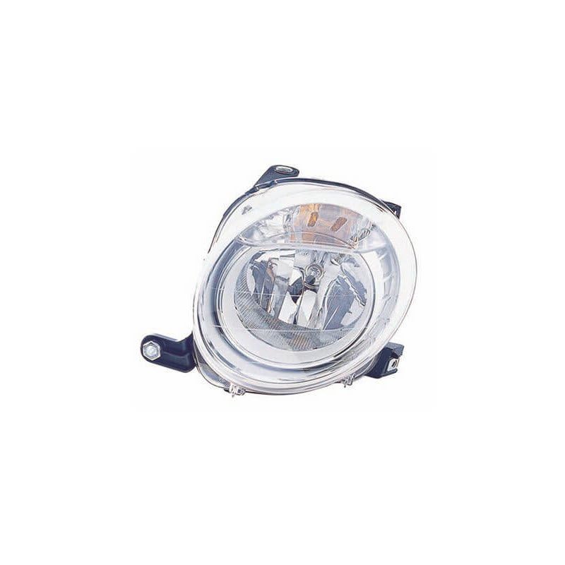 Phare croisement H7 Fiat 500 gauche supérieur avec optique transparent pour phase 1 2007-2015