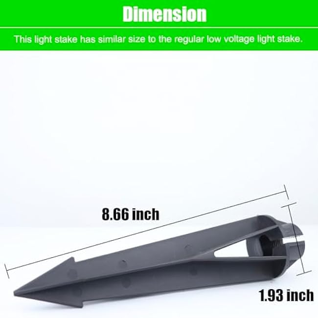 Landscape Lighting Stakes, 1/2 NPT Female Thread, 8.6 Inch Solid Plastic Spikes,Corrosion Resistant Replacement Spikes for Outdoor Garden Yard Path Lights, Spotlights 4-Pack