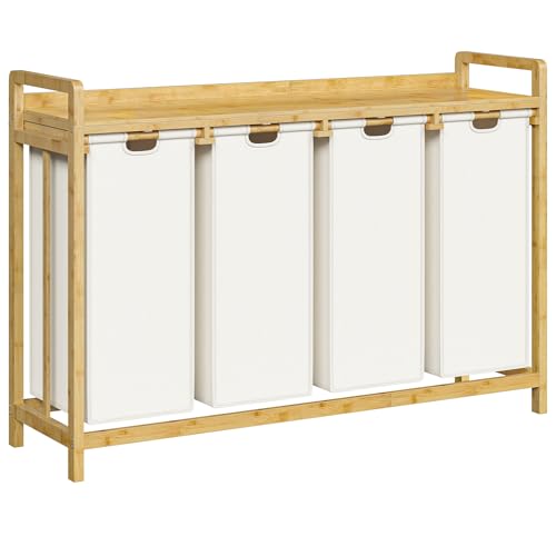 HOOBRO Panier à Linge 4 Compartiments, Corbeille à...