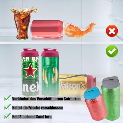 Dosendeckel, Deckel für Dosen, 6 Stück Getränkedosen Verschluss, Staubdicht und Auslaufsicherer, Wiederverwendbares Dosenverschluss Getränkedosen für Soda Bier Dosen Verschluss (6 Farben)