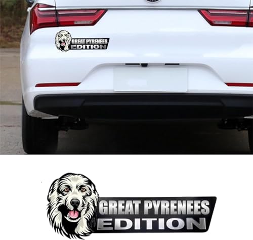Image of Dog Edition 3D Car Badge, Acrylic Automotive Decals, Black, Great Pyrenees, Vehicle Specific, Car, Truck, RV, Boat