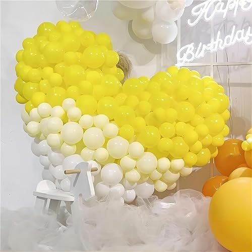 Image of 130Pcs 18 /12 /10 /5 Inch White and Yellow Balloon Garland Arch Kit | Assorted Size Latex Balloons for Wedding, Baby Shower, Birthday Party Decoration