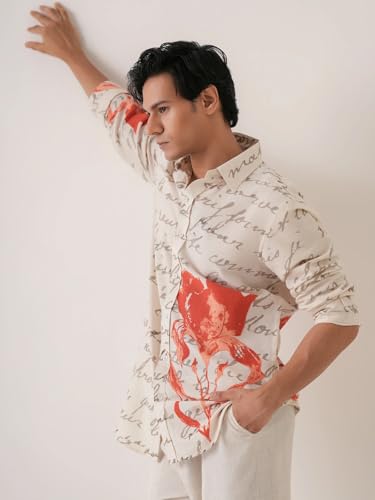 Image of Pinkmint Men Printed Cotton Flex Shirt | Stylish Designer | Regular Fit Floral & Abstract Print Shirt for Men (Available in Plus Size)