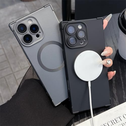 Coque iPhone 14 Pro mate finie les traces de doigts avec aimant noir