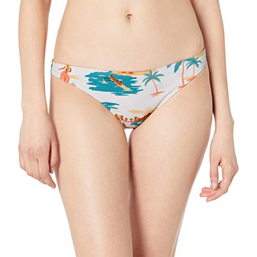 Roxy Junior's Printed Beach Classics Moderate Bikini Bottom, Bright White Honolulu Sample, M