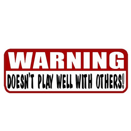 Officially Licensed Originals Warning Doesn't Play Well, Premium Quality - 4"X1" Vinyl Motorcycle Helmet Sticker Decal