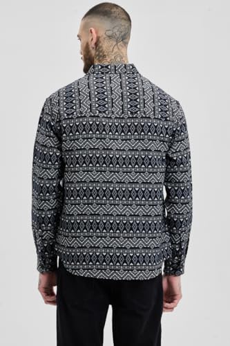 Image of SNITCH Men's Cotton Jacquard Relaxed Fit Overshirt