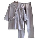 FANCYPUMPKIN Japanischer Herren-Baumwoll-Morgenmantel, Übergröße Größe XL -P11