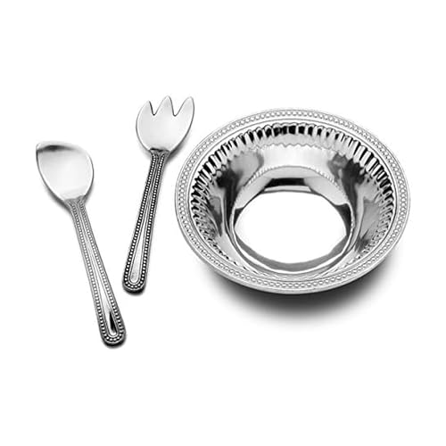 Wilton Armetale Flutes and Pearls Large 3-Piece Salad Set, 5.5-Quart, Silver -