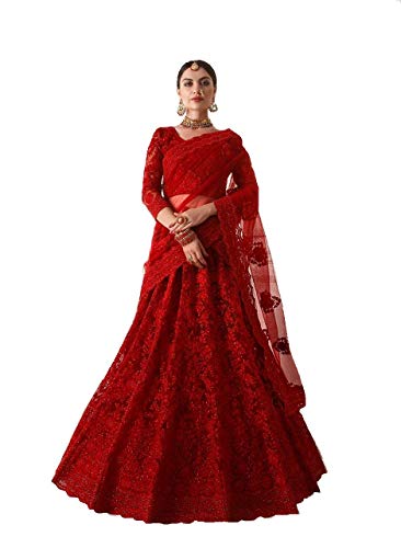 Robe indienne lehenga rouge Chaniya Choli 9590 aux finitions luxe